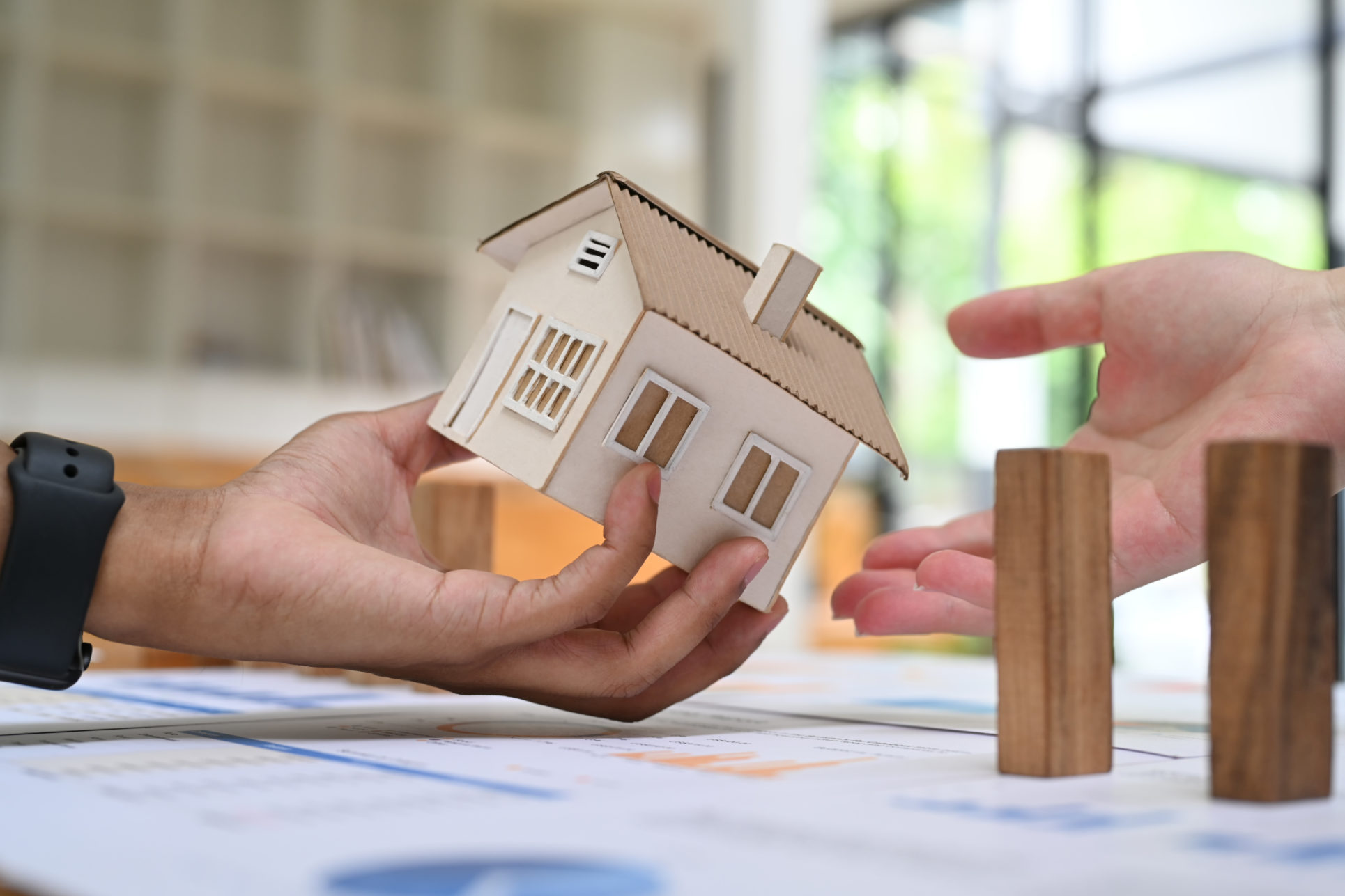Real estate, mortgage loan and home insurance concept.